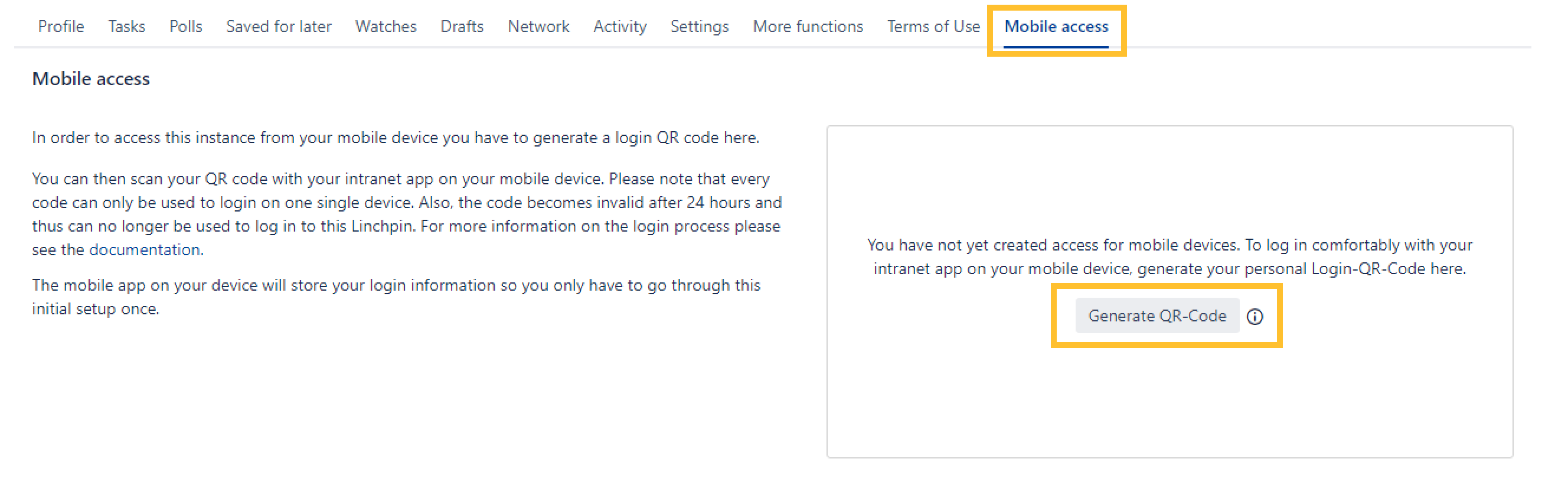 Generate QR code option